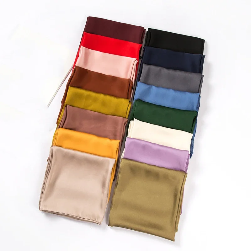 Silk Scarf Square - 새틴 스카프 여성용 70cm 단색 부드러운
