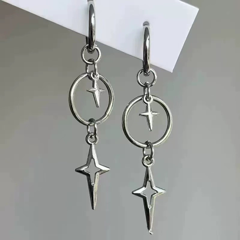 Women'S Emo Accessories - 개인화된 펑크 크로스 스타 펜던트 귀걸이