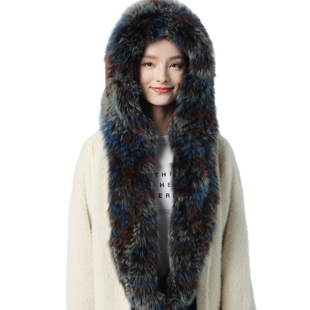 Women Accessories Sale - 새로운 진짜 토끼털 스카프 두꺼운 부드러운