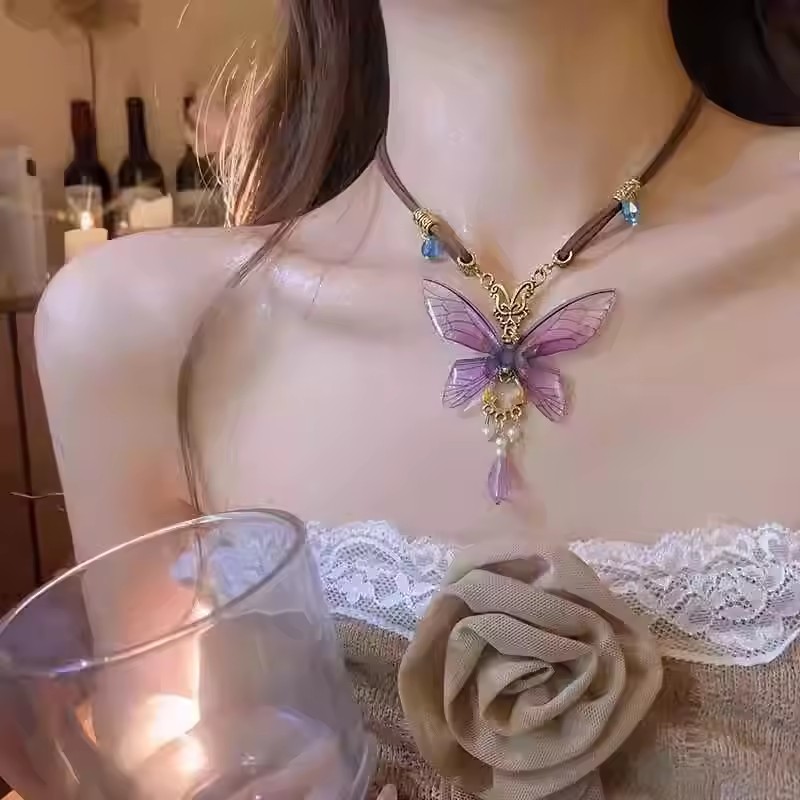 빈티지 수지 나비 브라운 태양 펜던트 로프 체인 페르시 - Women'S Emo Accessories 리뷰 및 가격