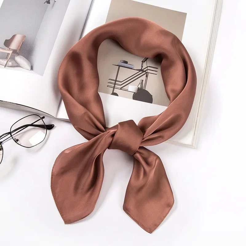 새틴 스카프 여성용 70cm 단색 부드러운 표면 헤드  - Silk Scarf Square 리뷰 및 가격