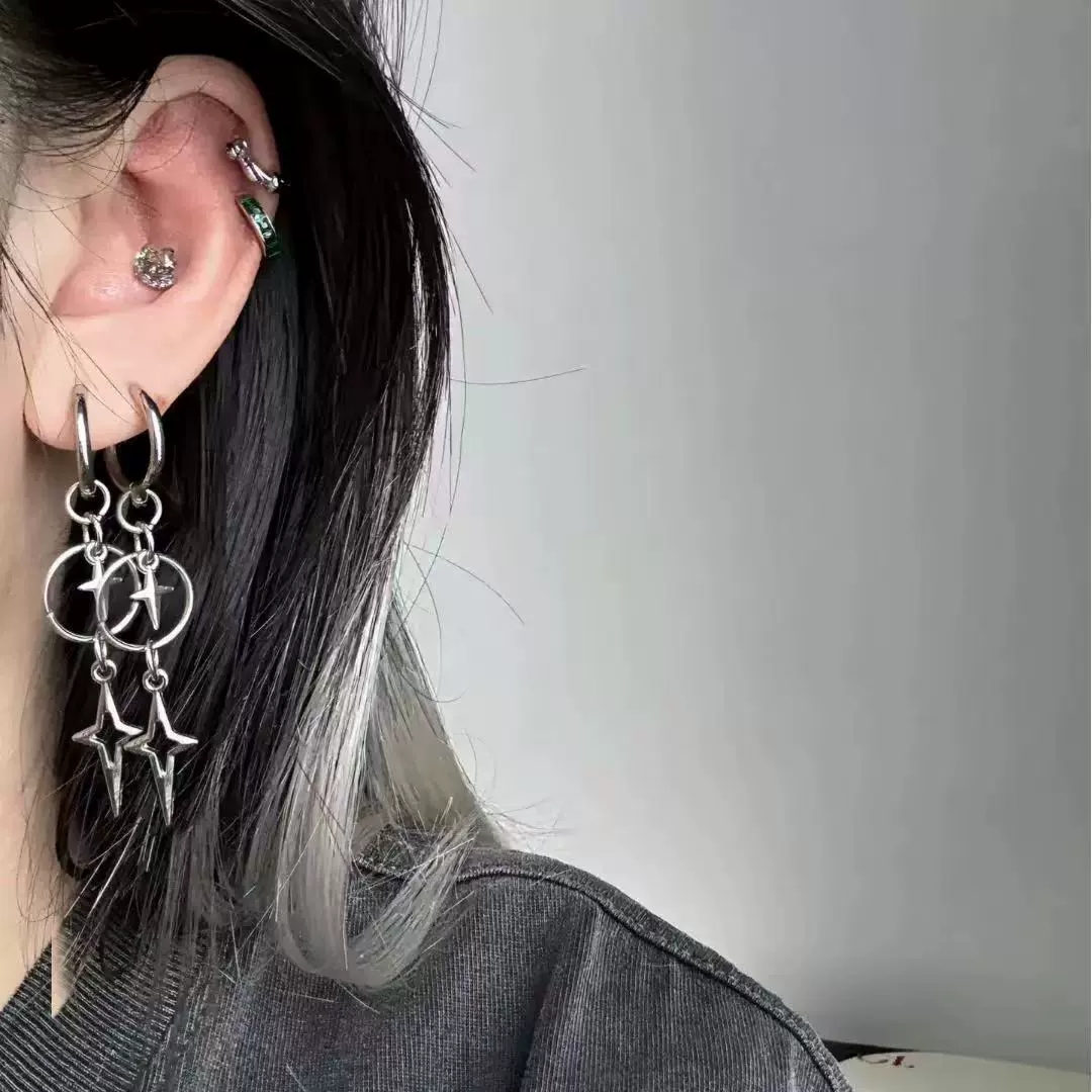 개인화된 펑크 크로스 스타 펜던트 귀걸이 남녀공용 Y2 - Women'S Emo Accessories 리뷰 및 가격