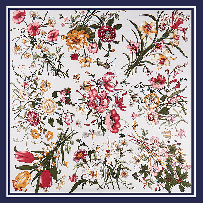 POBING 능 직물 실크 스카프 여성 꽃 인쇄 스퀘어 - Silk Scarf Square 리뷰 및 가격