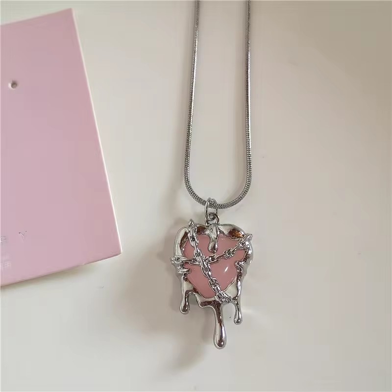 뉴 펑크 고딕 레드 블랙 라바 하트 펜던트 목걸이 귀걸 - Women'S Emo Accessories 리뷰 및 가격