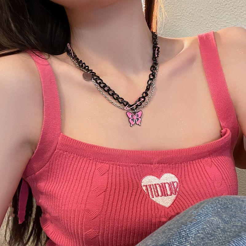 여성용 빈티지 Y2k 핑크 핀 비즈 초커 목걸이, Eg - Women'S Emo Accessories 리뷰 및 가격